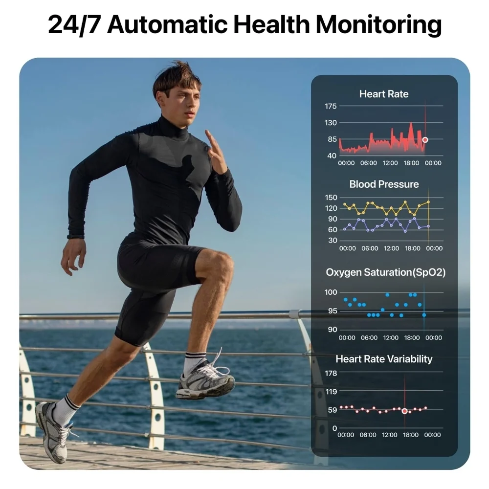 Sleek Black Wearable Fitness Tracker